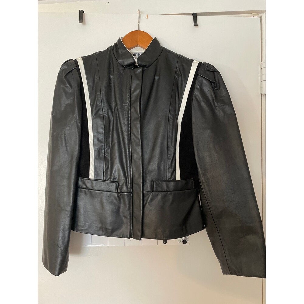 Vintage Northside Fashions Leather and Suede Jacket‎ Small 80s Black & White EUC